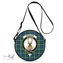 Scottish Gordon Ancient Tartan Round Crossbody Bags - Round Purse with Family Crest Scottish Plaid Tartan Plaid - ScotsTee - scotstee.com