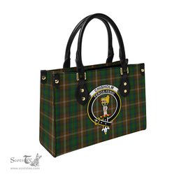 Scottish Chisholm Hunting Tartan Leather Bag for Women with Family Crest Scottish Plaid Tartan Plaid - ScotsTee - scotstee.com