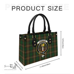 Scottish Chisholm Hunting Tartan Leather Bag for Women with Family Crest Scottish Plaid Tartan Plaid - ScotsTee - scotstee.com
