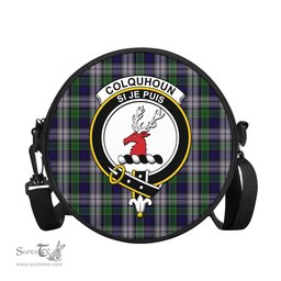 Scottish Colquhoun Dress Tartan Round Crossbody Bags - Round Purse with Family Crest Scottish Plaid Tartan Plaid - ScotsTee - scotstee.com