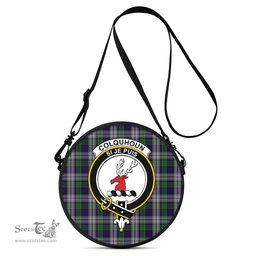 Scottish Colquhoun Dress Tartan Round Crossbody Bags - Round Purse with Family Crest Scottish Plaid Tartan Plaid - ScotsTee - scotstee.com
