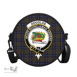 Scottish Douglas Brown Tartan Round Crossbody Bags - Round Purse with Family Crest Scottish Plaid Tartan Plaid - ScotsTee - scotstee.com