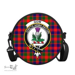 Scottish Gow of Skeoch Tartan Round Crossbody Bags - Round Purse with Family Crest Scottish Plaid Tartan Plaid - ScotsTee - scotstee.com