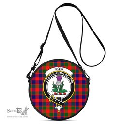 Scottish Gow of Skeoch Tartan Round Crossbody Bags - Round Purse with Family Crest Scottish Plaid Tartan Plaid - ScotsTee - scotstee.com