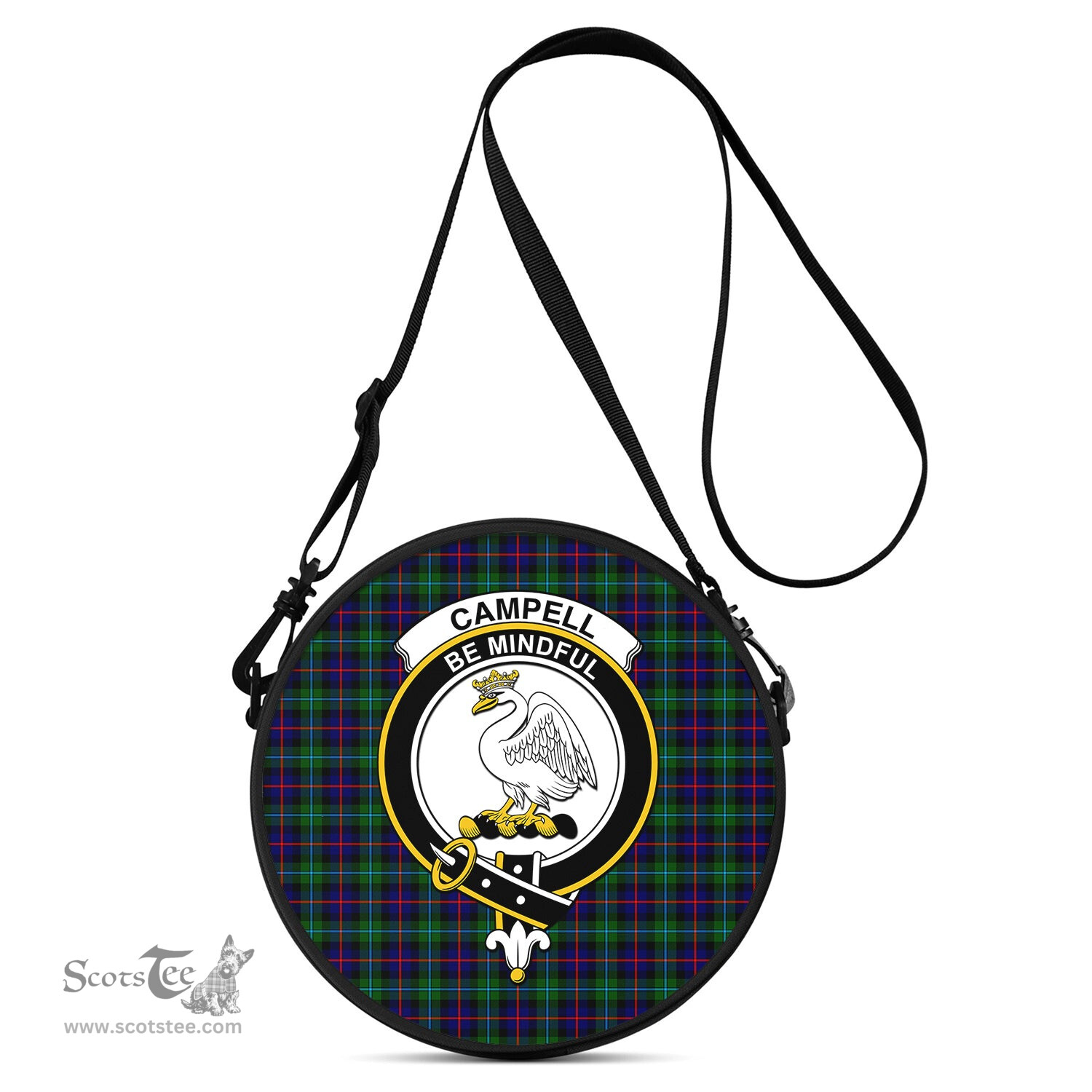Scottish Campbell of Cawdor Modern Tartan Round Crossbody Bags - Round Purse with Family Crest Scottish Plaid Tartan Plaid - ScotsTee - scotstee.com