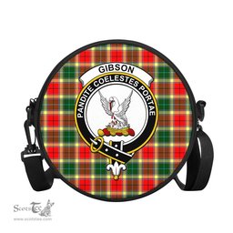 Scottish Gibsone (Gibson-Gibbs) Tartan Round Crossbody Bags - Round Purse with Family Crest Scottish Plaid Tartan Plaid - ScotsTee - scotstee.com