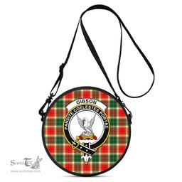 Scottish Gibsone (Gibson-Gibbs) Tartan Round Crossbody Bags - Round Purse with Family Crest Scottish Plaid Tartan Plaid - ScotsTee - scotstee.com