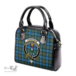 Scottish Fergusson Ancient Tartan Shoulder Handbags with Family Crest Scottish Plaid Tartan Plaid - ScotsTee - scotstee.com