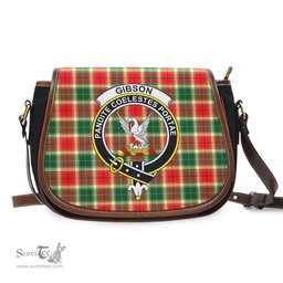 Scottish Gibsone (Gibson-Gibbs) Tartan Saddle Crossbody Bag with Family Crest Scottish Plaid Tartan Plaid - ScotsTee - scotstee.com