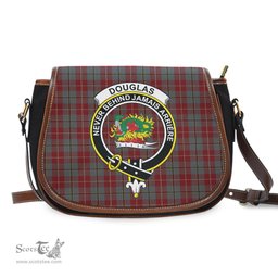 Scottish Douglas Ancient Red Tartan Saddle Crossbody Bag with Family Crest Scottish Plaid Tartan Plaid - ScotsTee - scotstee.com