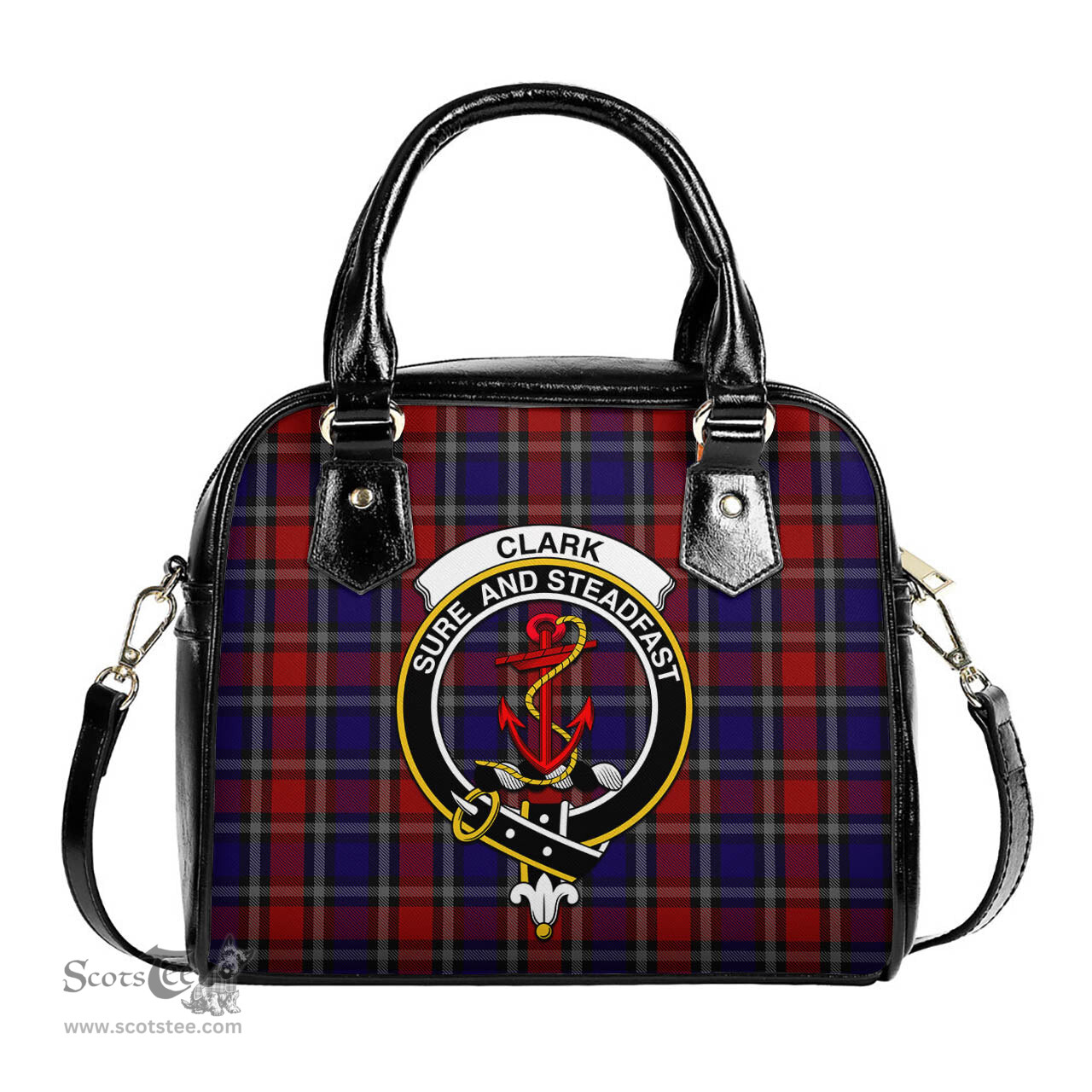 Scottish Clark Red Tartan Shoulder Handbags with Family Crest Scottish Plaid Tartan Plaid - ScotsTee - scotstee.com