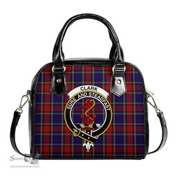 Scottish Clark Red Tartan Shoulder Handbags with Family Crest Scottish Plaid Tartan Plaid - ScotsTee - scotstee.com