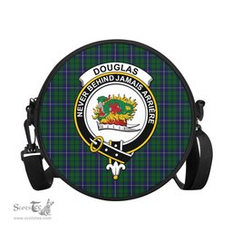 Scottish Douglas Green Tartan Round Crossbody Bags - Round Purse with Family Crest Scottish Plaid Tartan Plaid - ScotsTee - scotstee.com