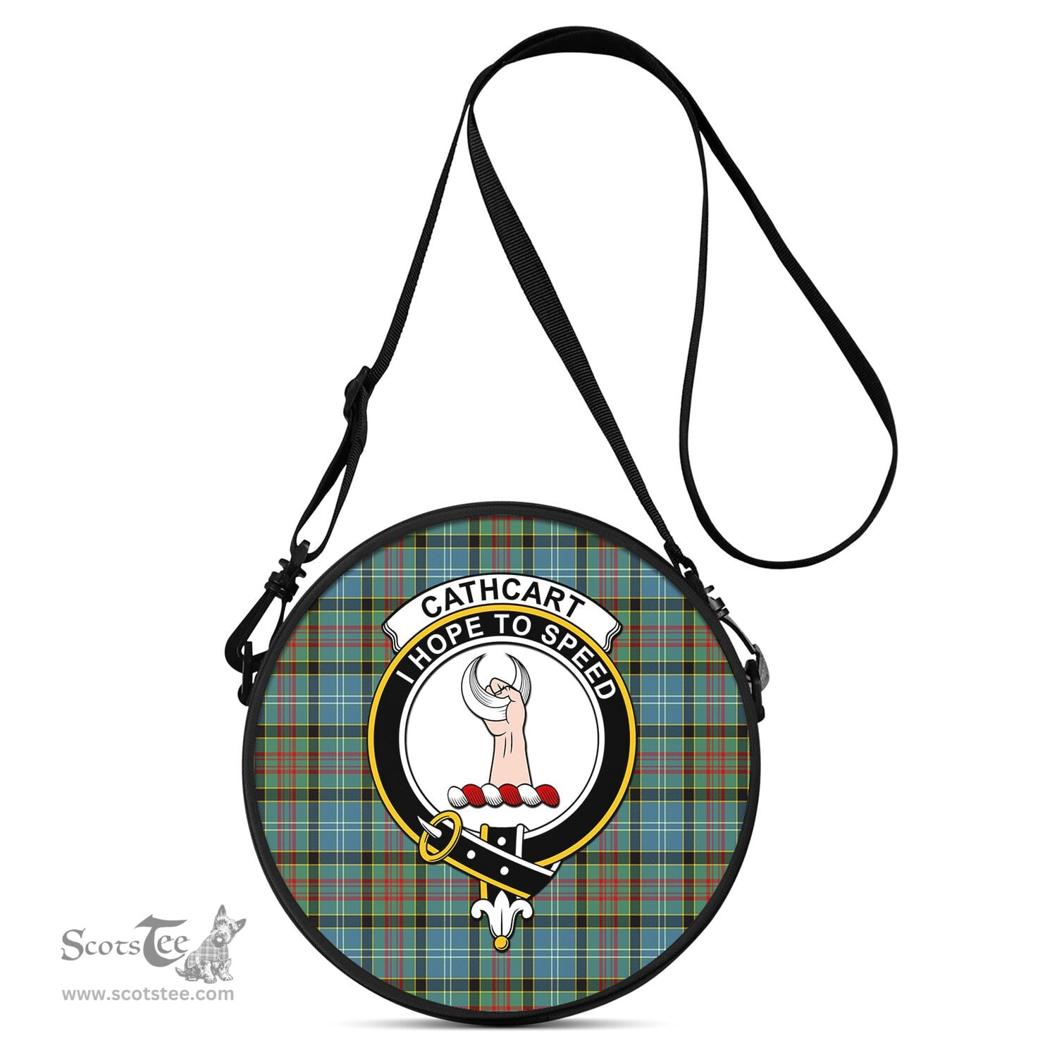 Scottish Cathcart Tartan Round Crossbody Bags - Round Purse with Family Crest Scottish Plaid Tartan Plaid - ScotsTee - scotstee.com