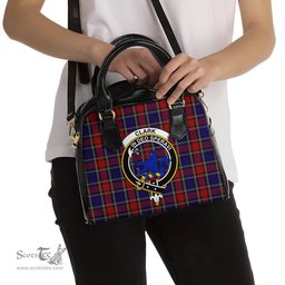 Scottish Clark (Lion) Red Tartan Shoulder Handbags with Family Crest Scottish Plaid Tartan Plaid - ScotsTee - scotstee.com