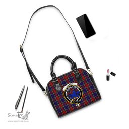 Scottish Clark (Lion) Red Tartan Shoulder Handbags with Family Crest Scottish Plaid Tartan Plaid - ScotsTee - scotstee.com