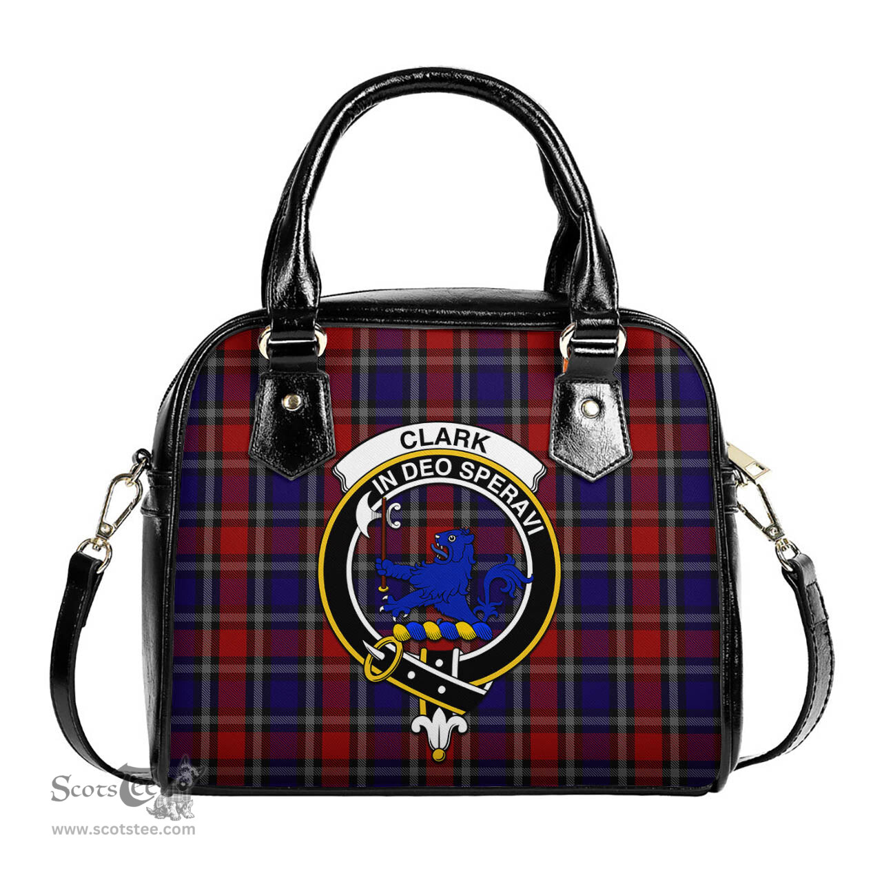 Scottish Clark (Lion) Red Tartan Shoulder Handbags with Family Crest Scottish Plaid Tartan Plaid - ScotsTee - scotstee.com