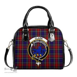 Scottish Clark (Lion) Red Tartan Shoulder Handbags with Family Crest Scottish Plaid Tartan Plaid - ScotsTee - scotstee.com