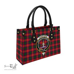 Scottish Charteris Tartan Leather Bag for Women with Family Crest Scottish Plaid Tartan Plaid - ScotsTee - scotstee.com