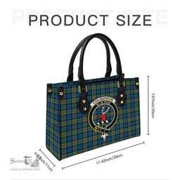 Scottish Colquhoun Ancient Tartan Leather Bag for Women with Family Crest Scottish Plaid Tartan Plaid - ScotsTee - scotstee.com