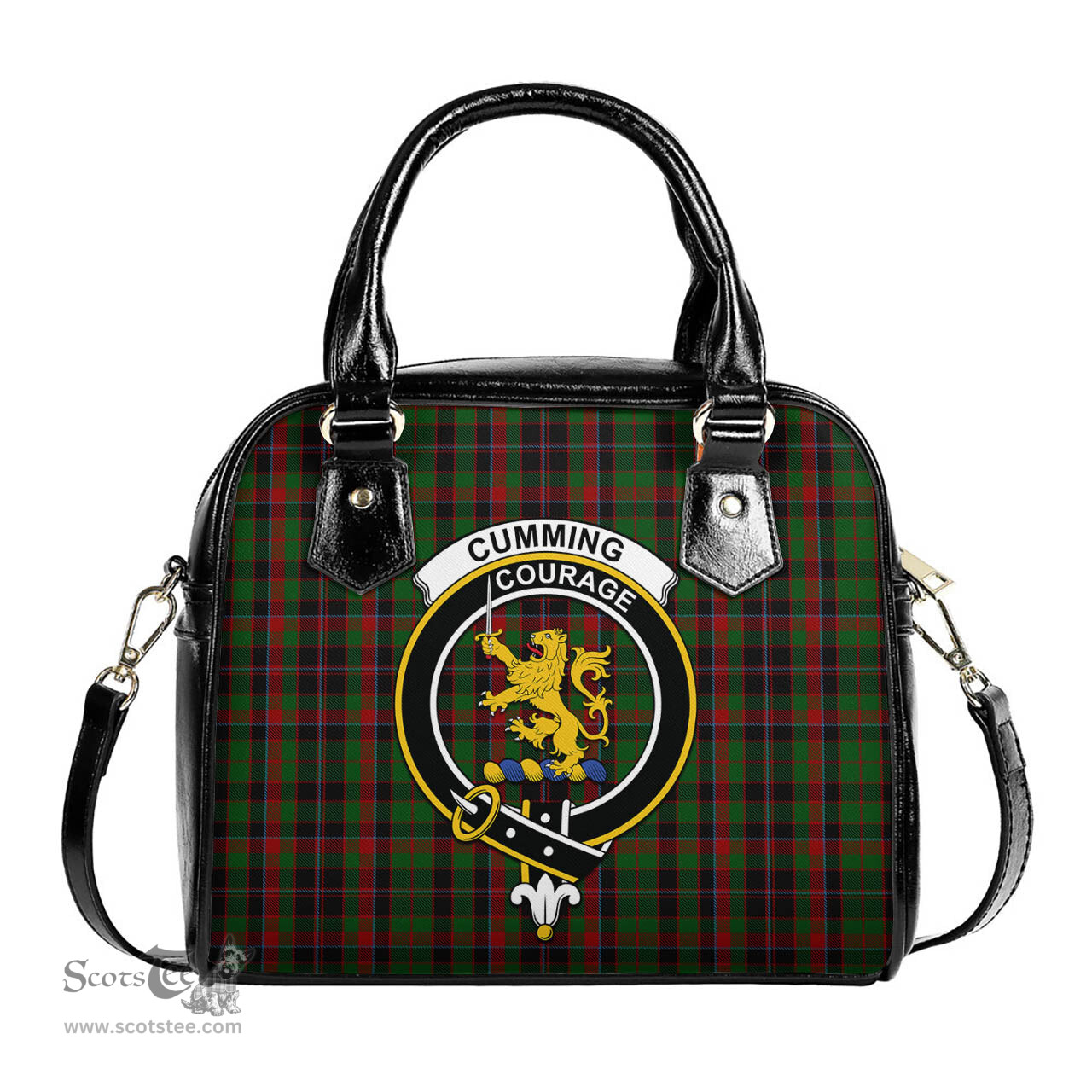 Scottish Cumming Hunting Tartan Shoulder Handbags with Family Crest Scottish Plaid Tartan Plaid - ScotsTee - scotstee.com