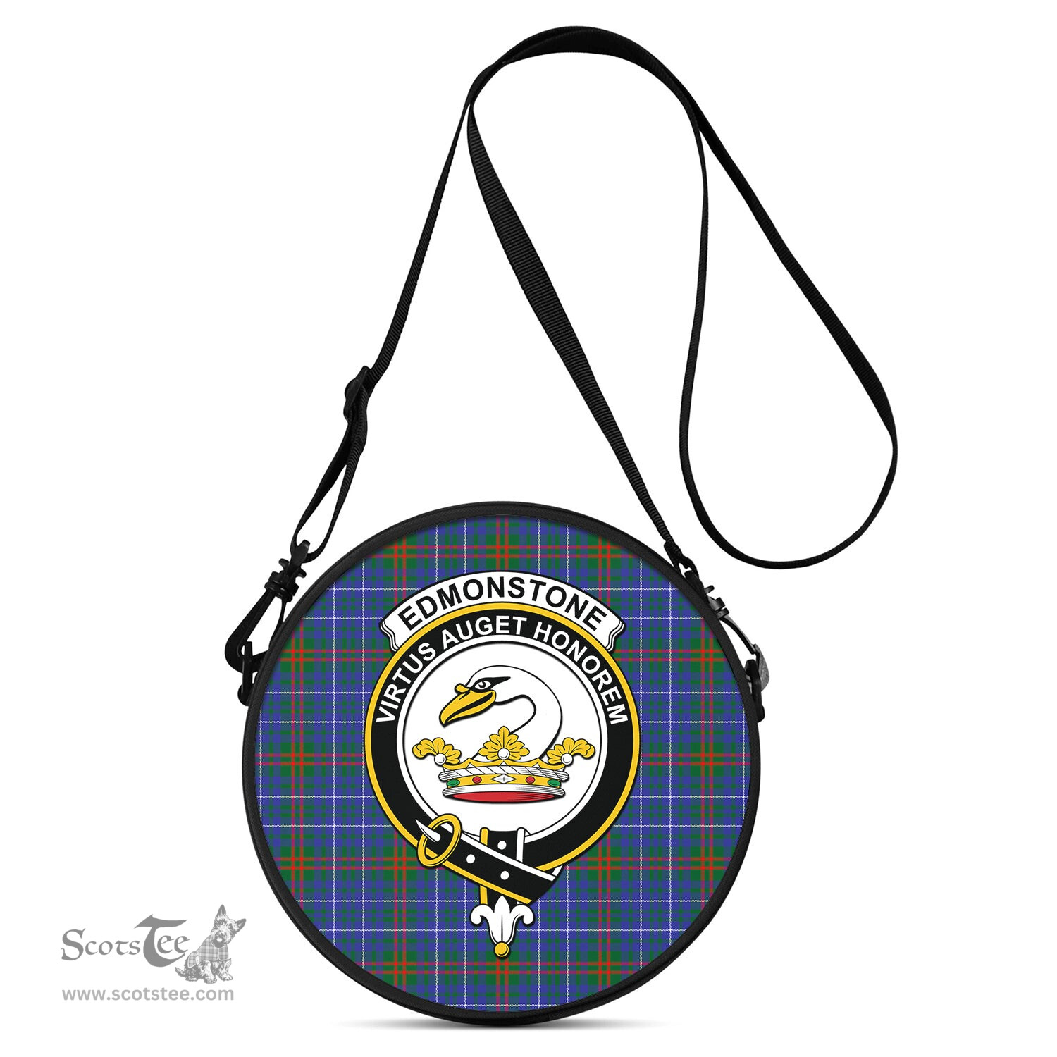 Scottish Edmonstone Tartan Round Crossbody Bags - Round Purse with Family Crest Scottish Plaid Tartan Plaid - ScotsTee - scotstee.com