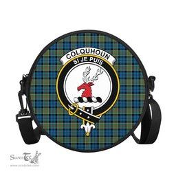 Scottish Colquhoun Ancient Tartan Round Crossbody Bags - Round Purse with Family Crest Scottish Plaid Tartan Plaid - ScotsTee - scotstee.com