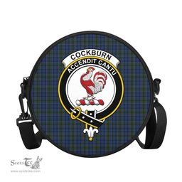 Scottish Cockburn Blue Tartan Round Crossbody Bags - Round Purse with Family Crest Scottish Plaid Tartan Plaid - ScotsTee - scotstee.com