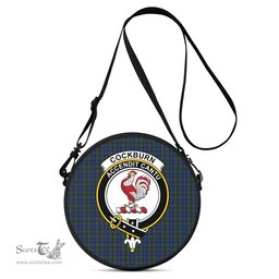 Scottish Cockburn Blue Tartan Round Crossbody Bags - Round Purse with Family Crest Scottish Plaid Tartan Plaid - ScotsTee - scotstee.com