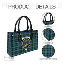 Scottish Gordon Ancient Tartan Leather Bag for Women with Family Crest Scottish Plaid Tartan Plaid - ScotsTee - scotstee.com
