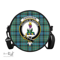 Scottish Ferguson Ancient Tartan Round Crossbody Bags - Round Purse with Family Crest Scottish Plaid Tartan Plaid - ScotsTee - scotstee.com