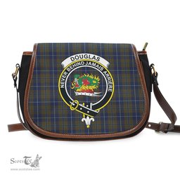 Scottish Douglas Brown Tartan Saddle Crossbody Bag with Family Crest Scottish Plaid Tartan Plaid - ScotsTee - scotstee.com