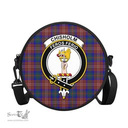 Scottish Chisholm Hunting Modern Tartan Round Crossbody Bags - Round Purse with Family Crest Scottish Plaid Tartan Plaid - ScotsTee - scotstee.com