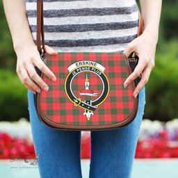 Scottish Erskine Modern Tartan Saddle Crossbody Bag with Family Crest Scottish Plaid Tartan Plaid - ScotsTee - scotstee.com