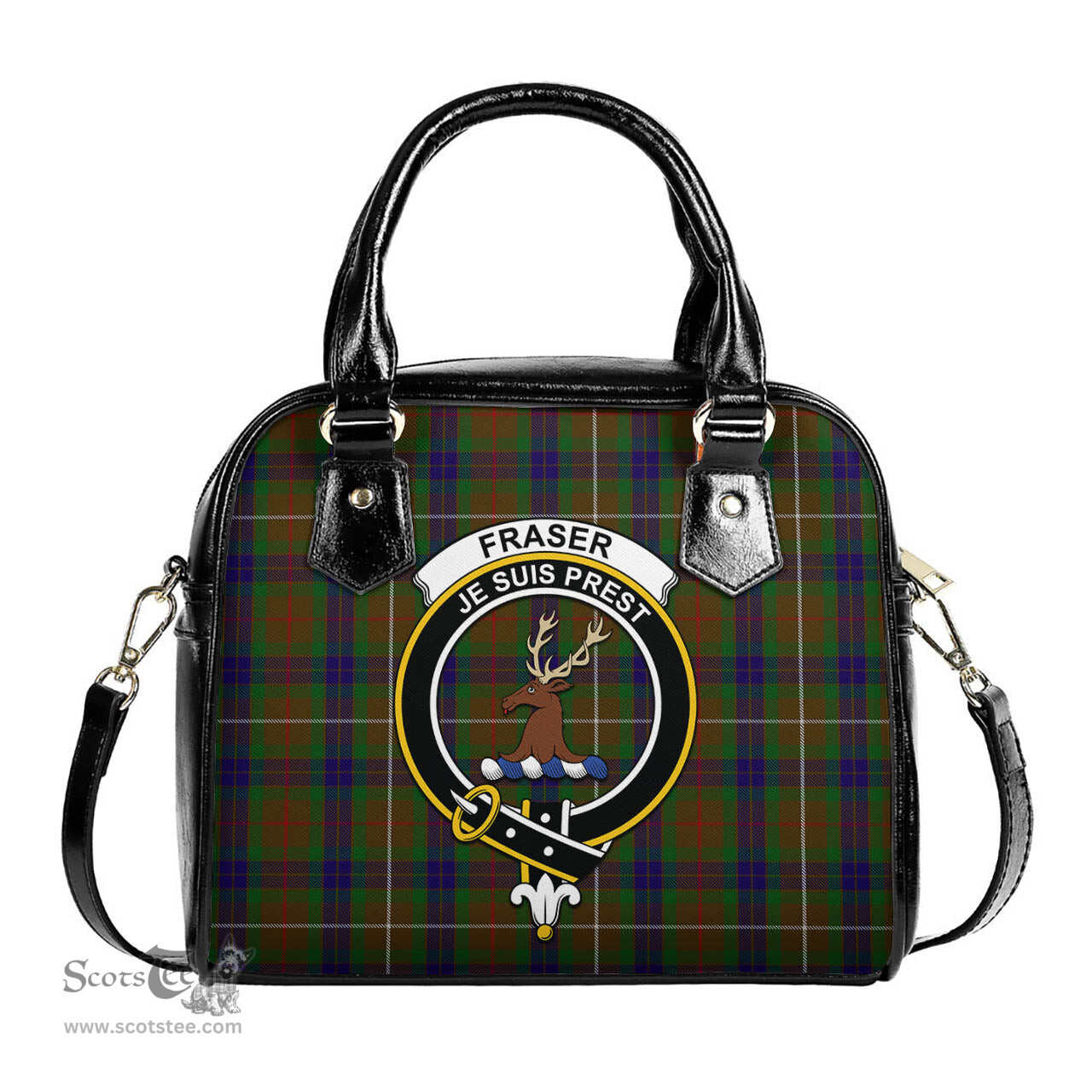 Scottish Fraser Hunting Tartan Shoulder Handbags with Family Crest Scottish Plaid Tartan Plaid - ScotsTee - scotstee.com