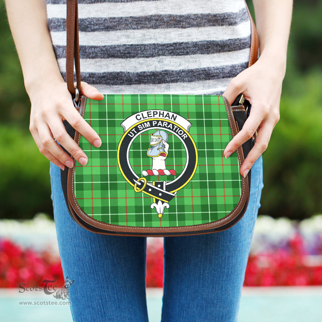 Scottish Clephan Tartan Saddle Crossbody Bag with Family Crest Scottish Plaid Tartan Plaid - ScotsTee - scotstee.com