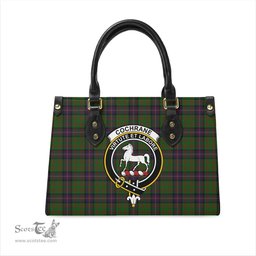Scottish Cochrane Tartan Leather Bag for Women with Family Crest Scottish Plaid Tartan Plaid - ScotsTee - scotstee.com
