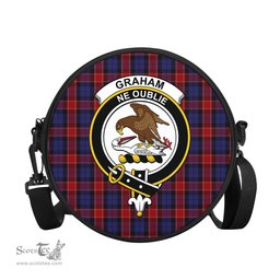Scottish Graham of Menteith Red Tartan Round Crossbody Bags - Round Purse with Family Crest Scottish Plaid Tartan Plaid - ScotsTee - scotstee.com