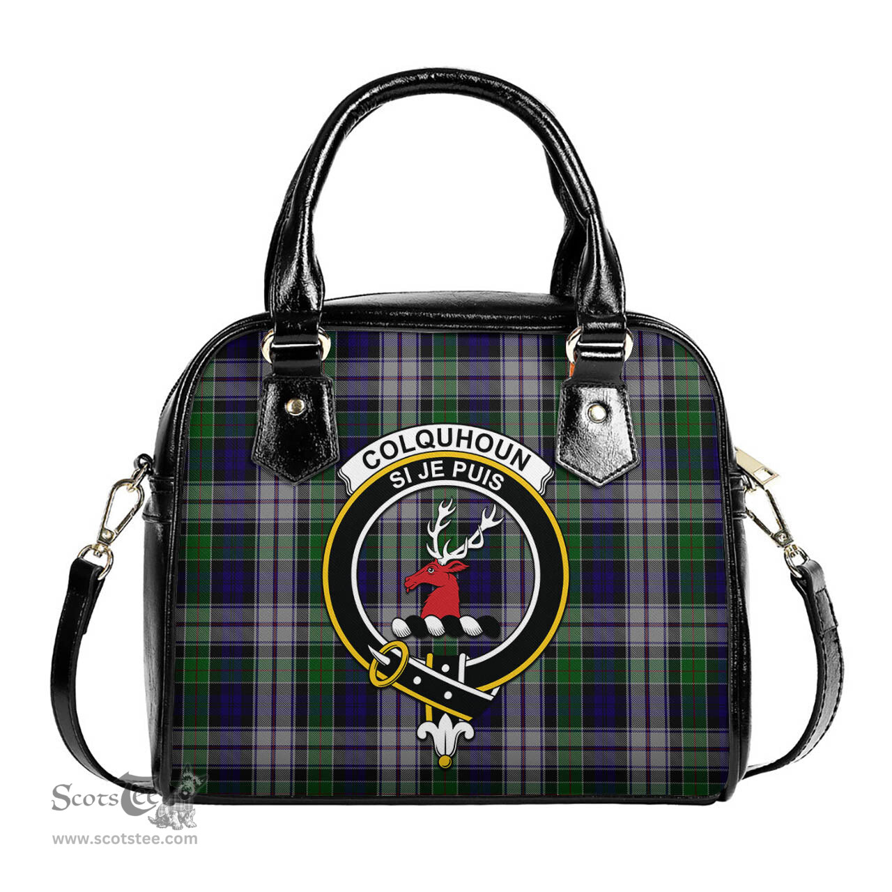 Scottish Colquhoun Dress Tartan Shoulder Handbags with Family Crest Scottish Plaid Tartan Plaid - ScotsTee - scotstee.com