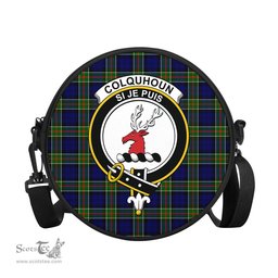 Scottish Colquhoun Modern Tartan Round Crossbody Bags - Round Purse with Family Crest Scottish Plaid Tartan Plaid - ScotsTee - scotstee.com