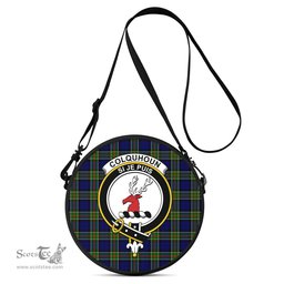 Scottish Colquhoun Modern Tartan Round Crossbody Bags - Round Purse with Family Crest Scottish Plaid Tartan Plaid - ScotsTee - scotstee.com