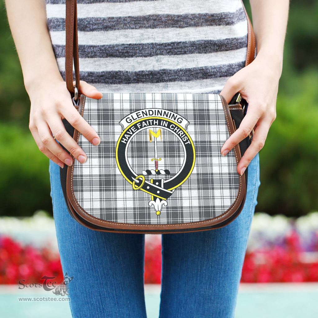 Scottish Glendinning Tartan Saddle Crossbody Bag with Family Crest Scottish Plaid Tartan Plaid - ScotsTee - scotstee.com
