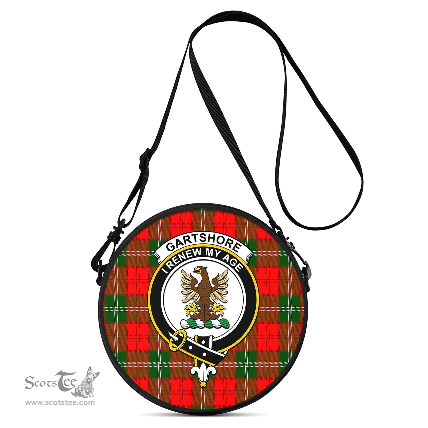 Scottish Gartshore Tartan Round Crossbody Bags - Round Purse with Family Crest Scottish Plaid Tartan Plaid - ScotsTee - scotstee.com