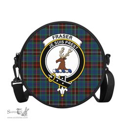 Scottish Fraser Hunting Ancient Tartan Round Crossbody Bags - Round Purse with Family Crest Scottish Plaid Tartan Plaid - ScotsTee - scotstee.com