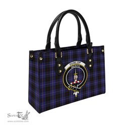 Scottish Dunlop Tartan Leather Bag for Women with Family Crest Scottish Plaid Tartan Plaid - ScotsTee - scotstee.com