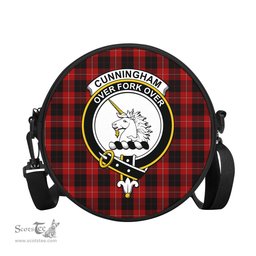 Scottish Cunningham Tartan Round Crossbody Bags - Round Purse with Family Crest Scottish Plaid Tartan Plaid - ScotsTee - scotstee.com
