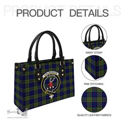 Scottish Colquhoun Modern Tartan Leather Bag for Women with Family Crest Scottish Plaid Tartan Plaid - ScotsTee - scotstee.com