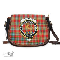 Scottish Chattan Tartan Saddle Crossbody Bag with Family Crest Scottish Plaid Tartan Plaid - ScotsTee - scotstee.com