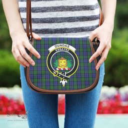 Scottish Dundas Tartan Saddle Crossbody Bag with Family Crest Scottish Plaid Tartan Plaid - ScotsTee - scotstee.com