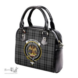 Scottish Drummond Grey Tartan Shoulder Handbags with Family Crest Scottish Plaid Tartan Plaid - ScotsTee - scotstee.com